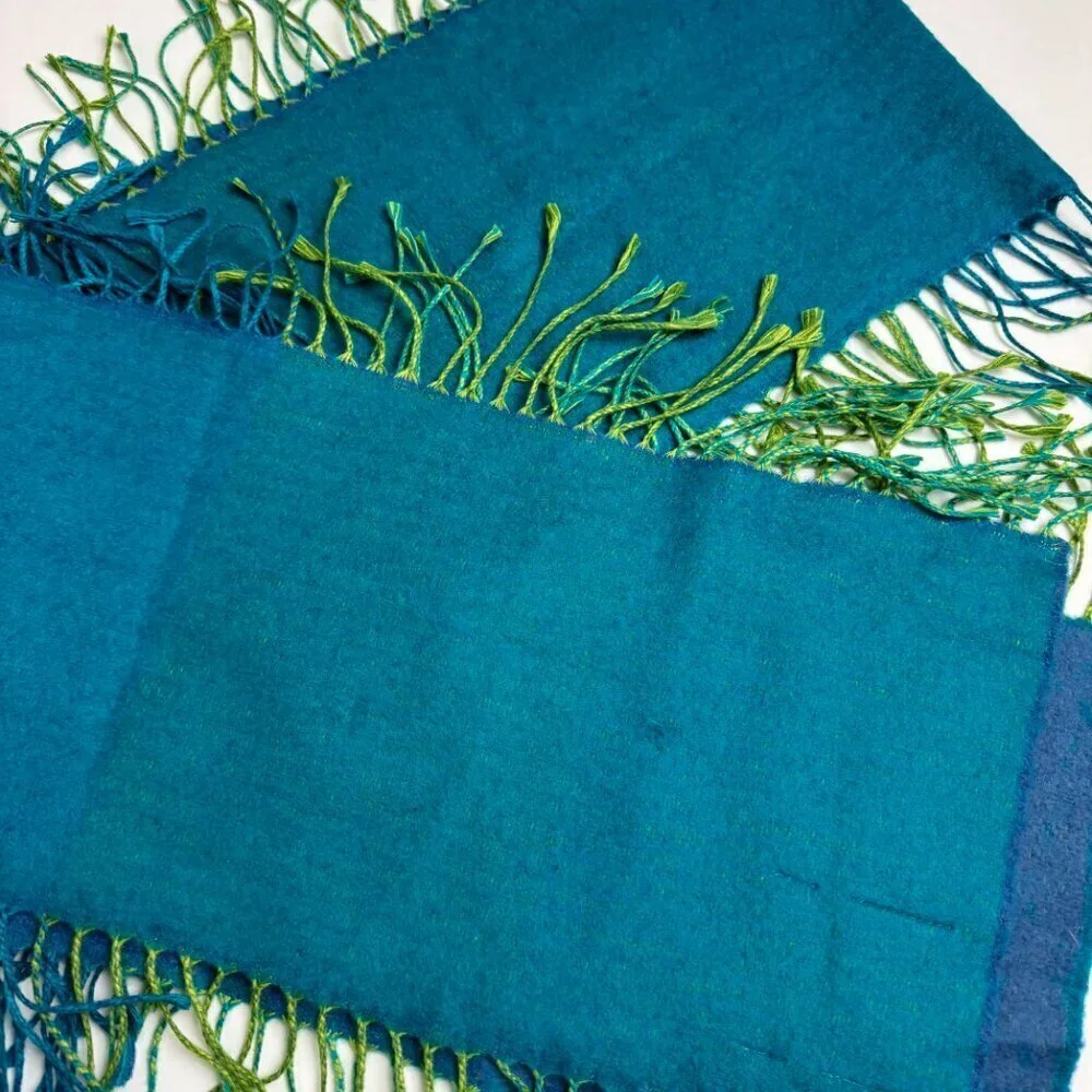 Victoire Mathieu Paris Turquoise Scarf Fringe Unisex Made in France